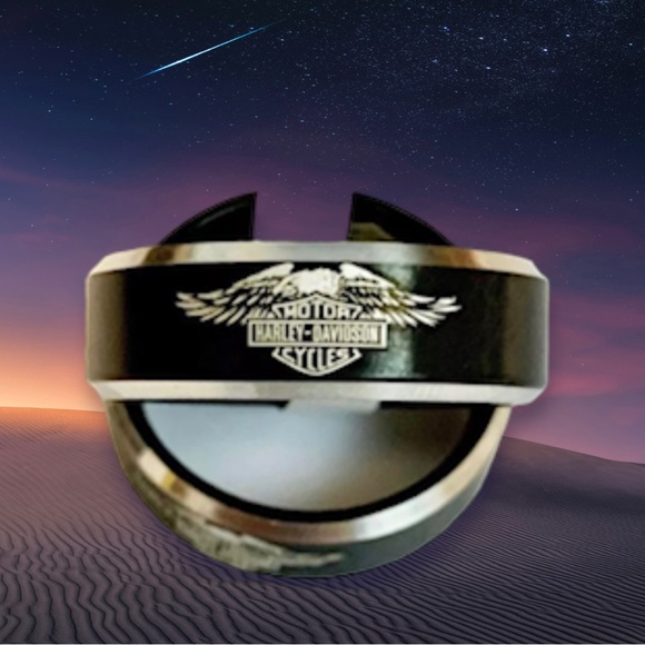 Size 13 black color motorcycle titanium 8mm ring. - Picture 5 of 10